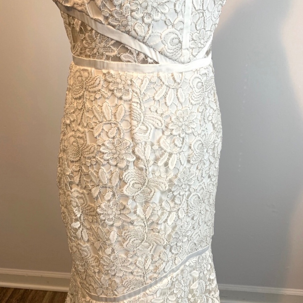 ADRIANNA PAPELL White Sleeveless Full-Length Fit + Flare Formal Wedding Dress - Picture 6 of 6